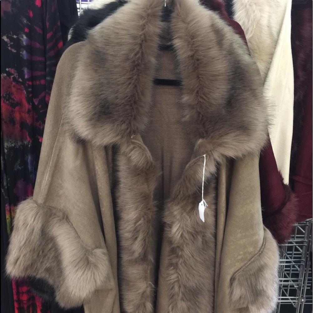 Fur trimmed cape